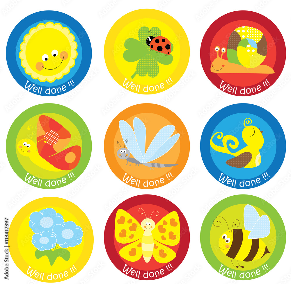 motivational  stickers set with nice nature elements