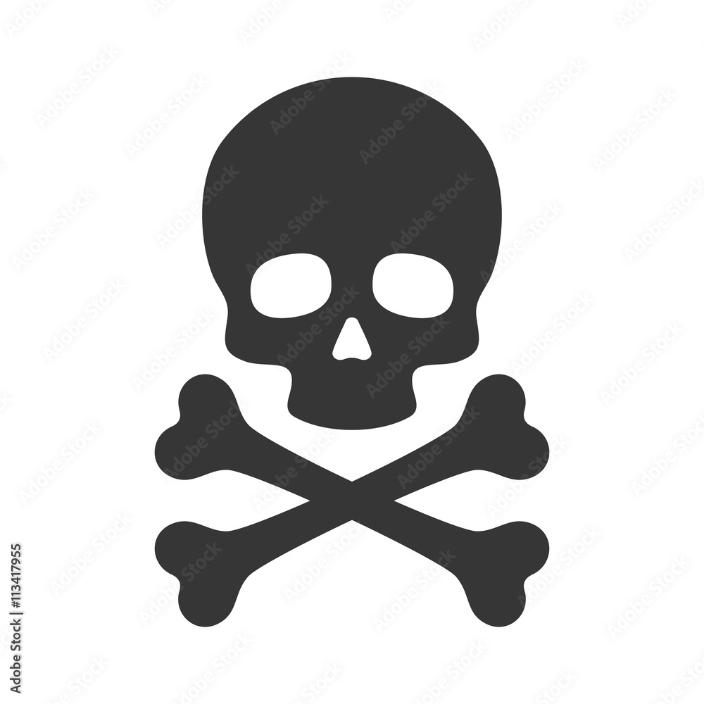 Skull and Crossbones Icon on White Background. Vector Skull and Crossbones Icon on White Background. Vector