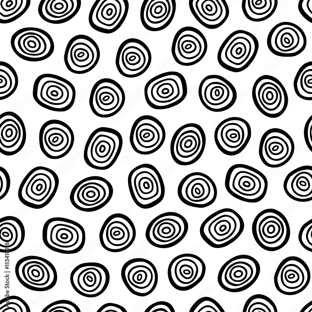 Simple doodle circle seamless pattern, vector illustration