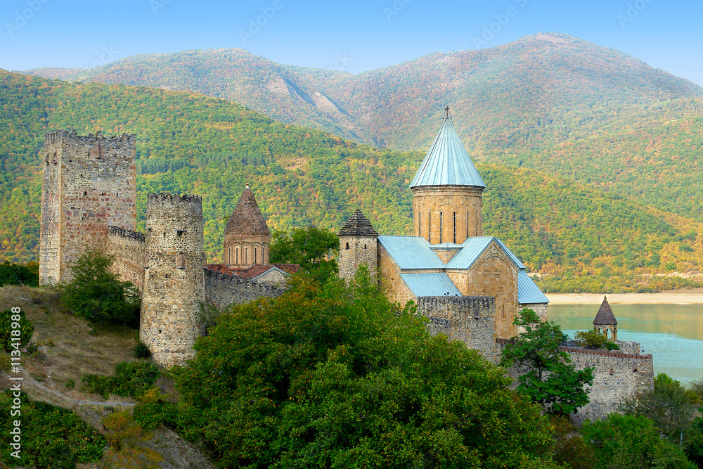Ananuri  castle complex on the Aragvi River in Georgia