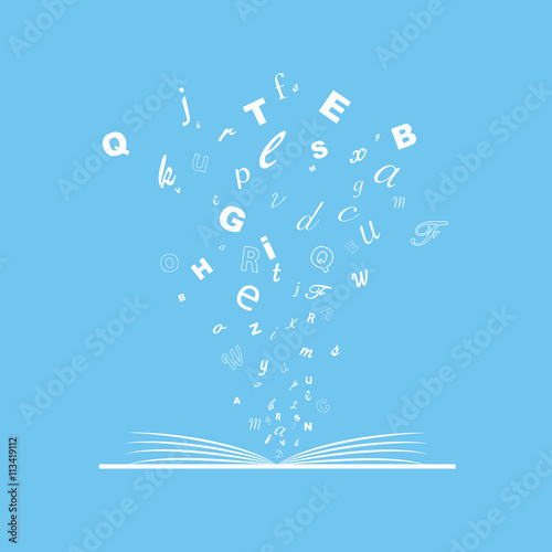 Lettres blanches flat design-fond bleu