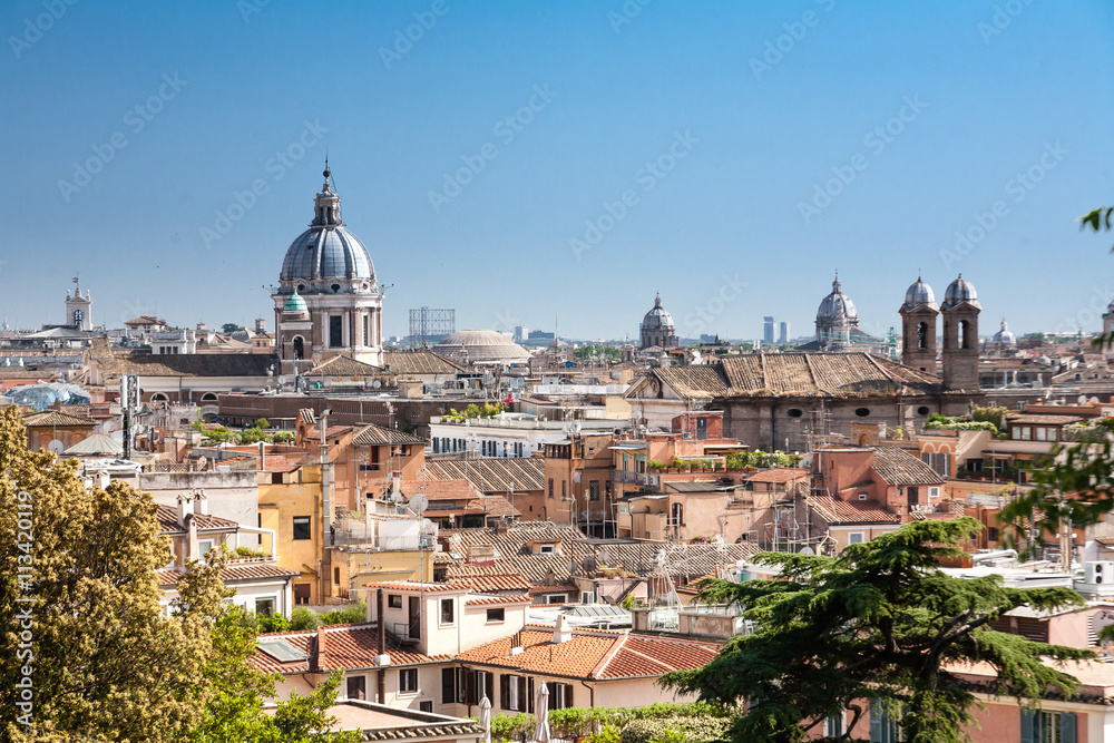 :
Rome skyline on beautiful blue sky day