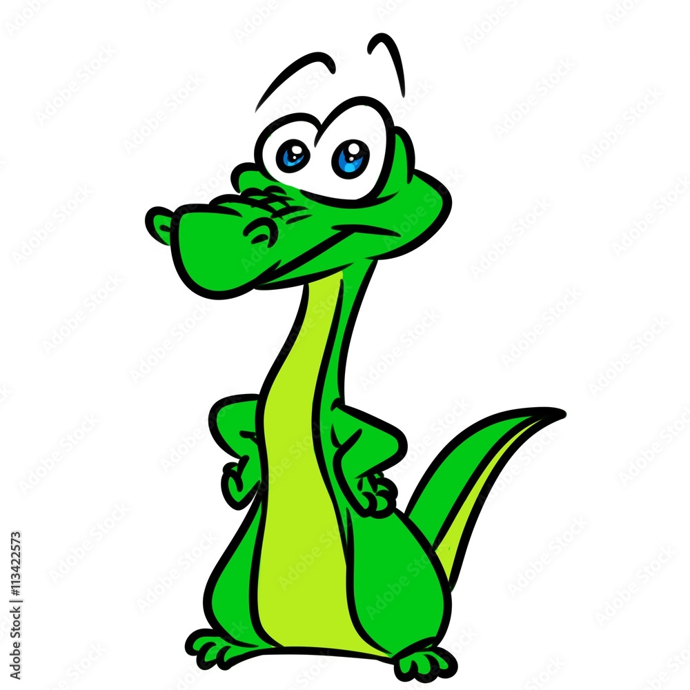 Fototapeta premium Green crocodile cartoon illustration isolated image animal character 