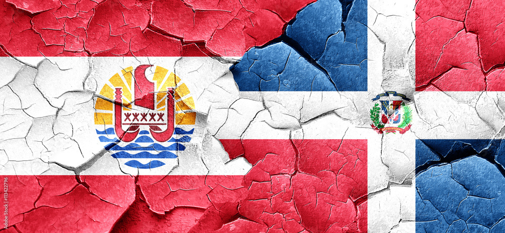 french polynesia flag with Dominican Republic flag on a grunge c french polynesia flag with Dominican Republic flag on a grunge c