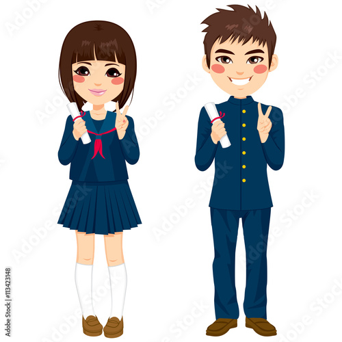 Two cute teenage japanese s...