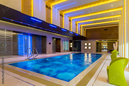 Interior swimming pool in luxury hotel spa center © alhim