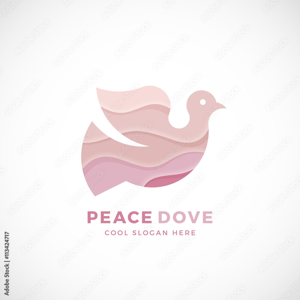Fototapeta premium Peace Dove Abstract Vector Logo Template, Sign or Icon. Creative Stylization.