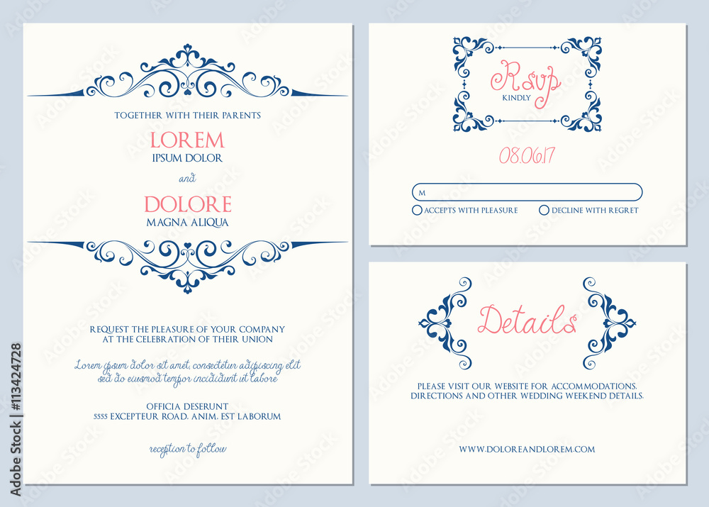 Wedding invitation suite Wedding invitation Response card and RSVP