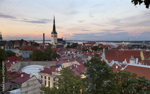 View of Old city s roofs in evining. Tallinn. Estonia.