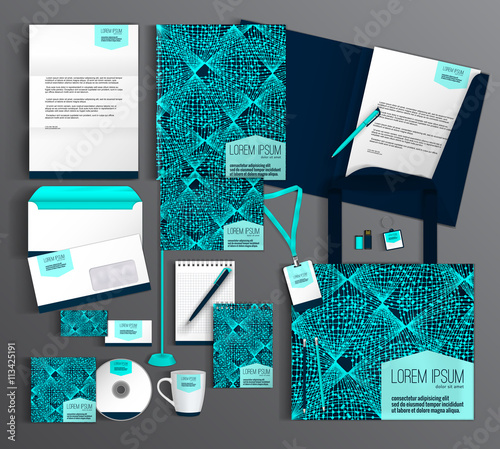 Corporate Identity. Set with modern abstract pattern.