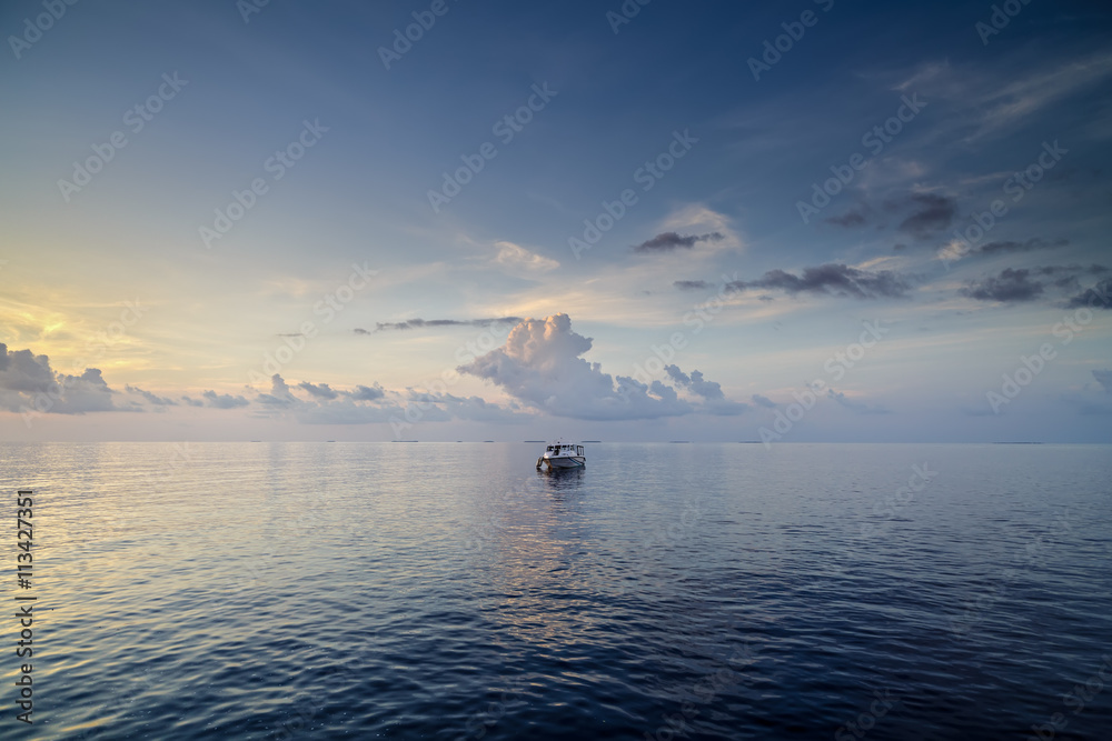 scene with an idyllic landscape in Maldives