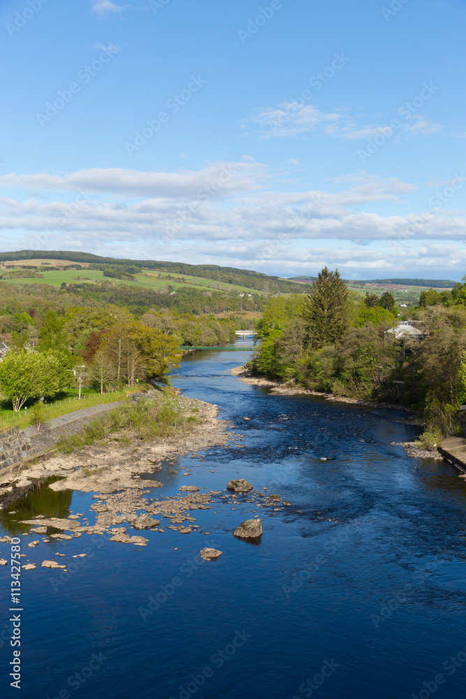 Naklejka premium Beautiful Scottish river Pitlochry Scotland UK in Perth and Kinross a popular tourist destination in summer 