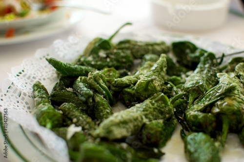 Spanish tapas fried padron peppers