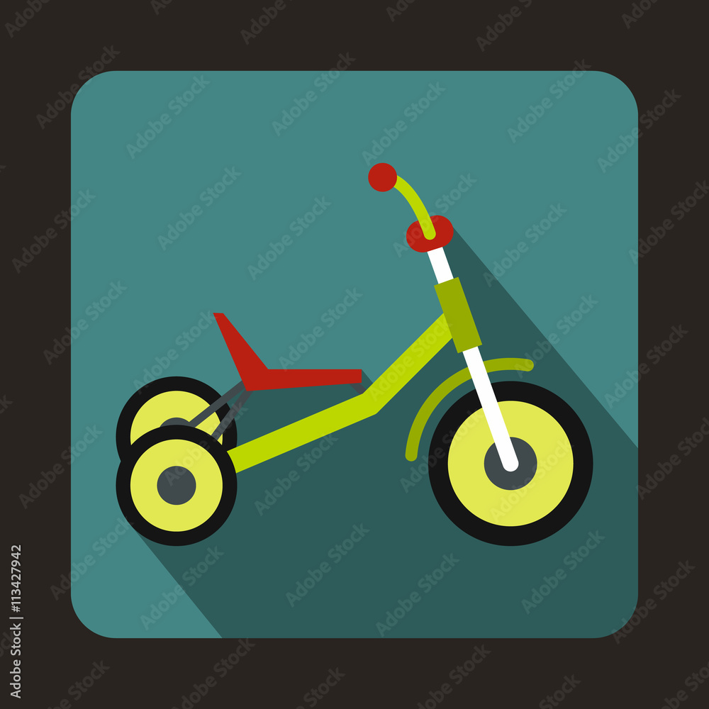Tricycle icon, flat style Tricycle icon, flat style