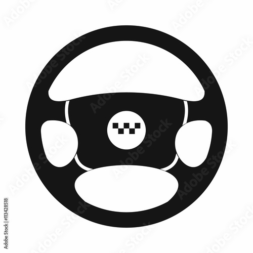 Steering wheel of taxi icon, simple style