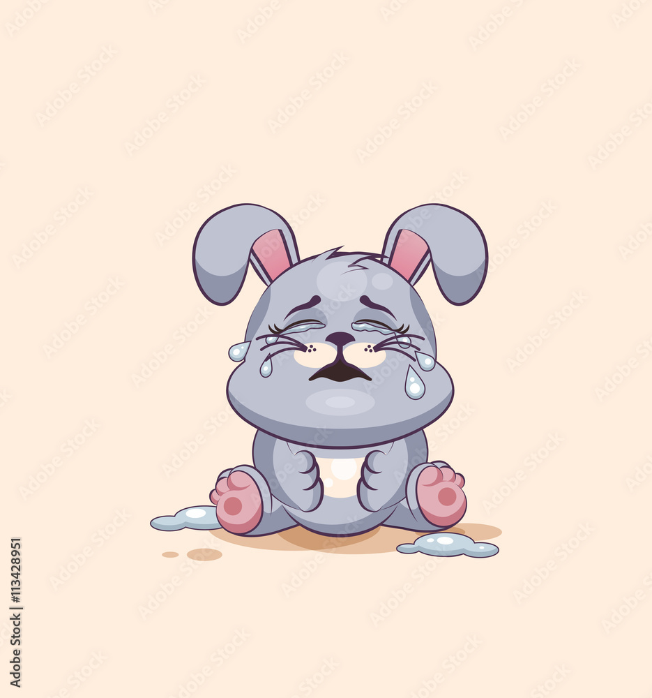 Rabbit3isolated Emoji character cartoon Gray leveret crying, lot of tears sticker emoticon Rabbit3isolated Emoji character cartoon Gray leveret crying, lot of tears sticker emoticon