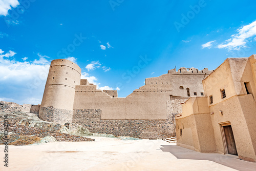 Bahla Fort in Ad Dakhiliya, Oman. It was built in the 13th and 14th centuries. It has led to its designation as a UNESCO World Heritage Site in 1987.