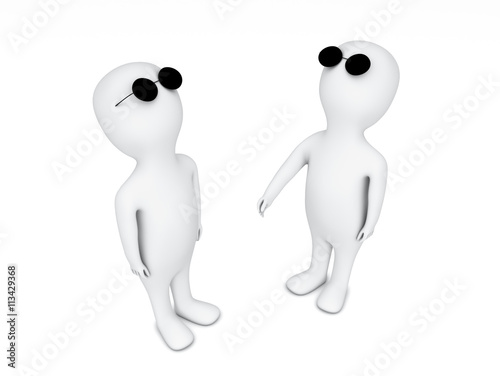 3d people talking on white background.