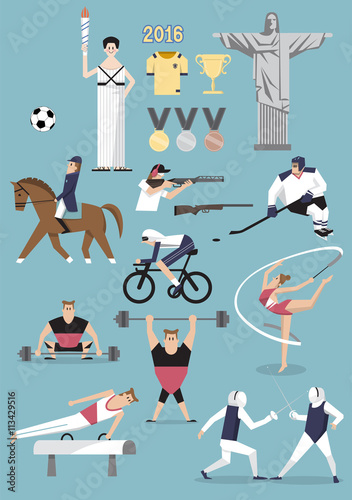 Flat vector design elements of sports events