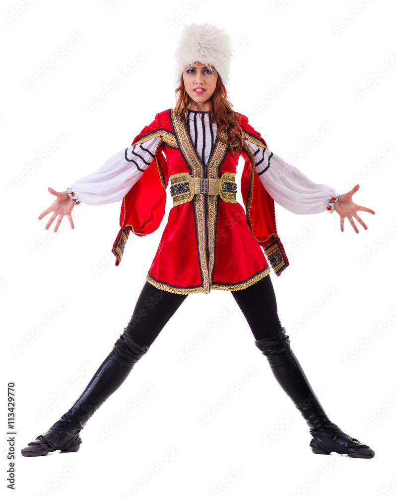 Handsome woman dancing lezginka Handsome woman dancing lezginka