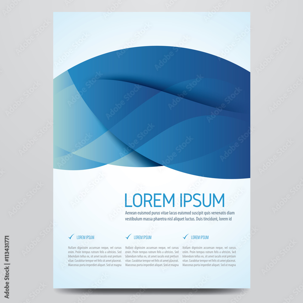 Brochure, poster, annual report, magazine cover, flyer vector template. Modern blue corporate design.