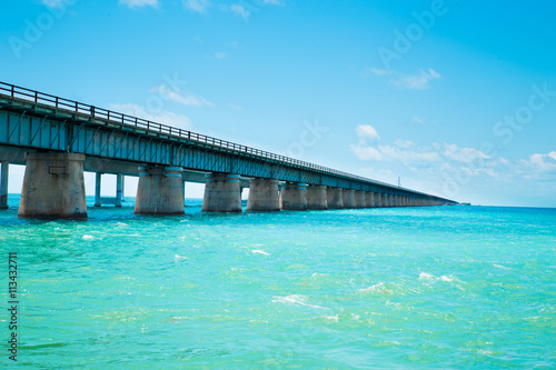 View of the old Seven Mile Bridge along the Florida Keys © littleny