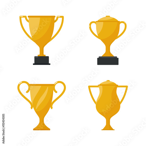 Gold cup trophy, Award golden cup, Icons vector illustration