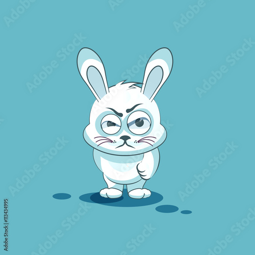 isolated Emoji character cartoon White leveret sticker emoticon with angry emotion