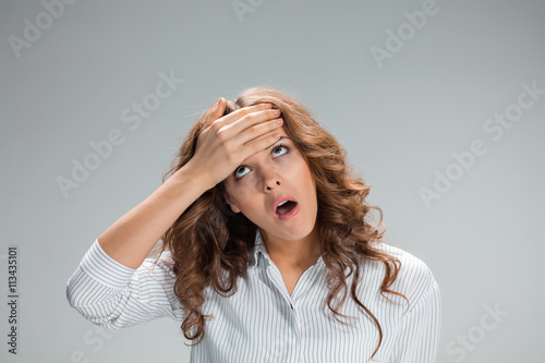 The young woman's portrait with pain emotions
