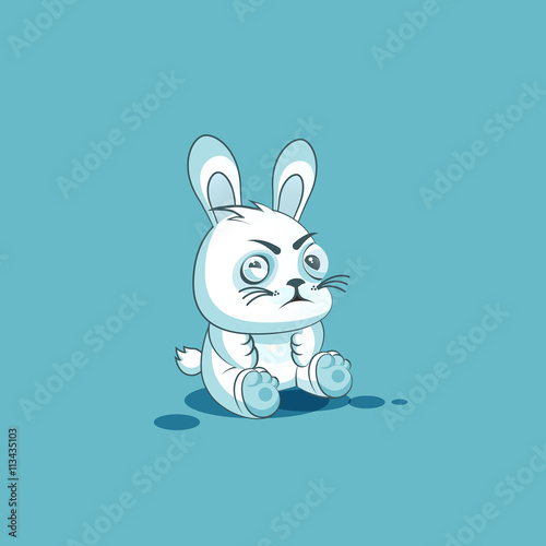 isolated Emoji character cartoon White leveret squints and looks suspiciously sticker emoticon