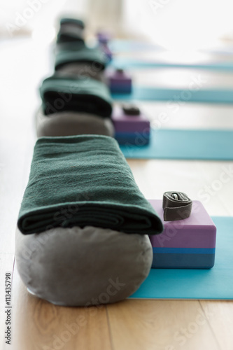 Принти на полотні Yoga equipment in a class
