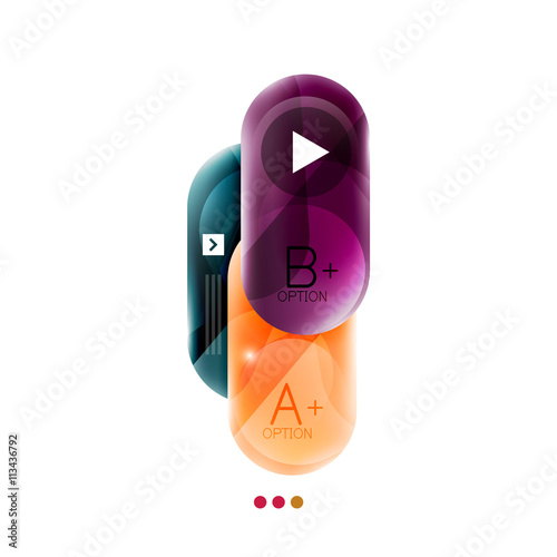 Round business options infographics. Glossy capsule design