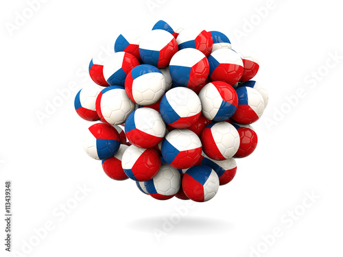 Pile of footballs with flag of czech republic