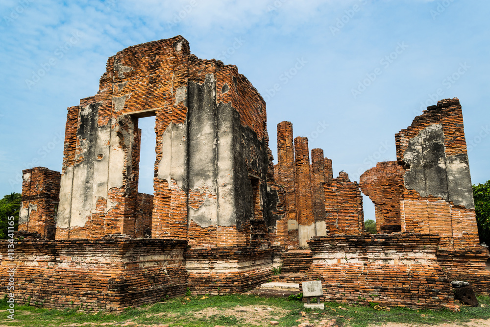 The Ancient Royal Palace in Ayutthaya of Thailand