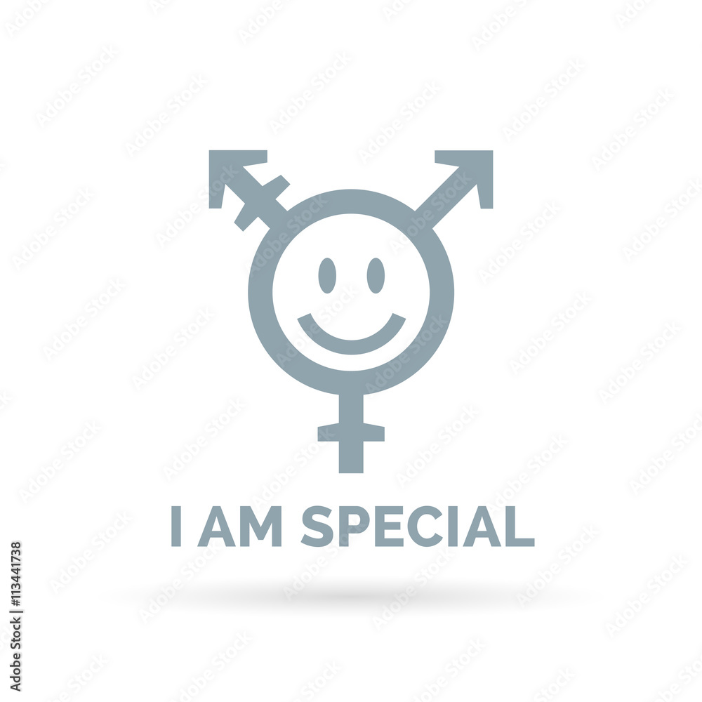 I am special - concept transgender icon with smiling face isolated on white background. Vector illustration. I am special - concept transgender icon with smiling face isolated on white background. Vector illustration.