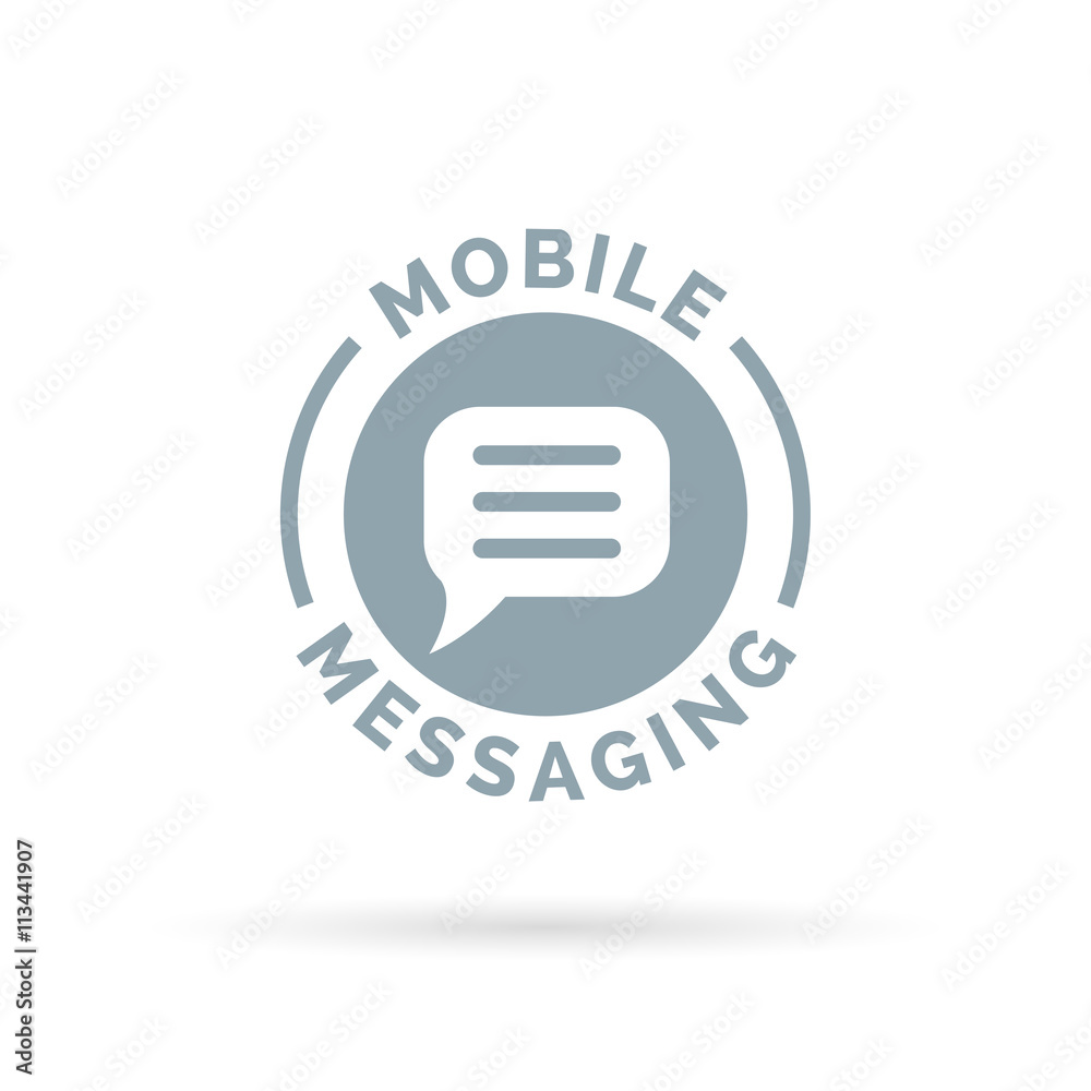 Mobile smartphone messaging sign with chat bubble icon. Vector illustration.
