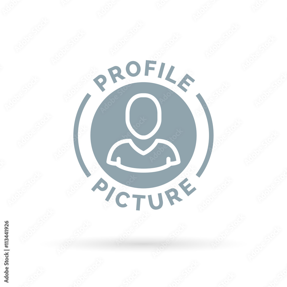 Avatar icon portrait of grey profile symbol. Vector illustration.