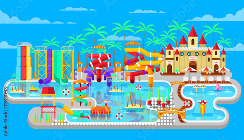 illustration of exterior water park