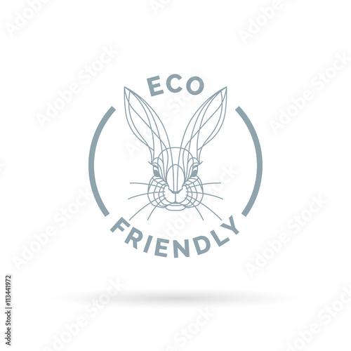 Fotografie Eco bio and animal friendly icon with rabbit line symbol