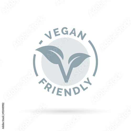 Vegan friendly icon design. Vegan concept sign. Vegan leaf symbol. Vector illustration. photo