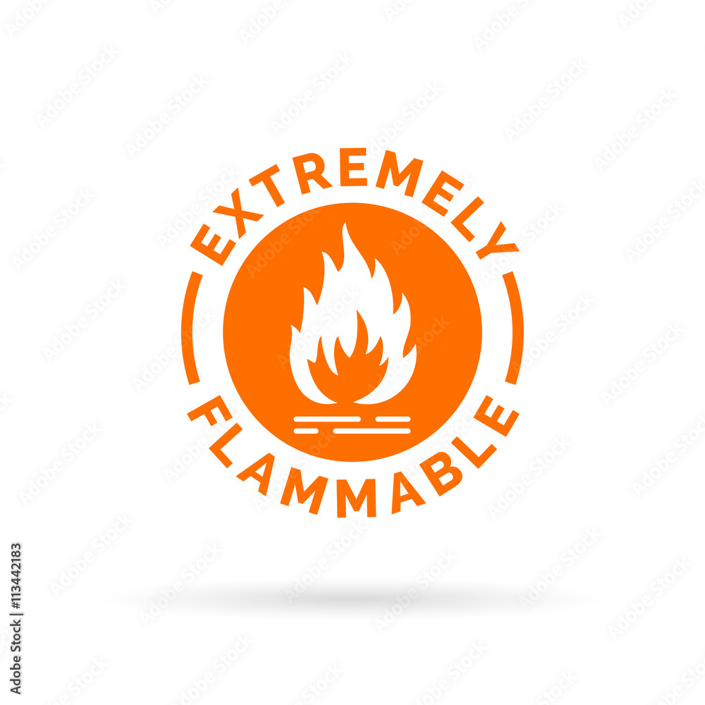 Extremely flammable icon. Fire hazard sign. Caution fire symbol. Vector