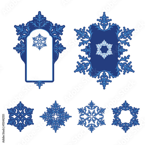 Vector new year snowflake set