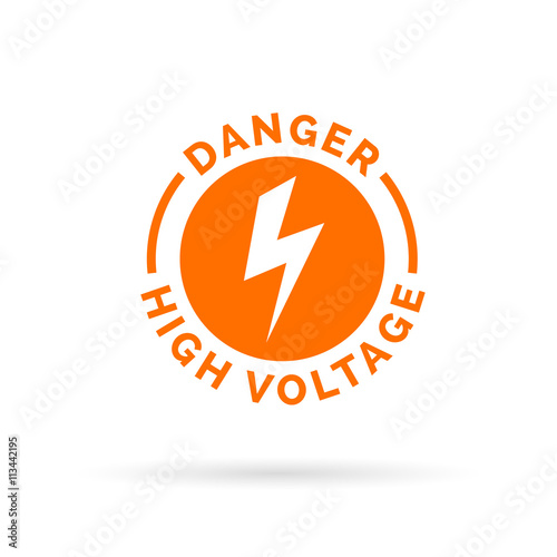 Danger high voltage sign. Electrical hazard icon. Caution electric shock symbol. Vector illustration.