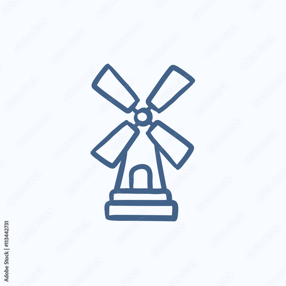Windmill sketch icon. Windmill sketch icon.