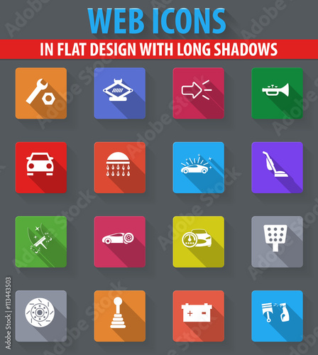 Car shop icons set