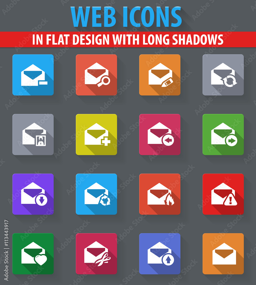Mail and envelope icons set Mail and envelope icons set