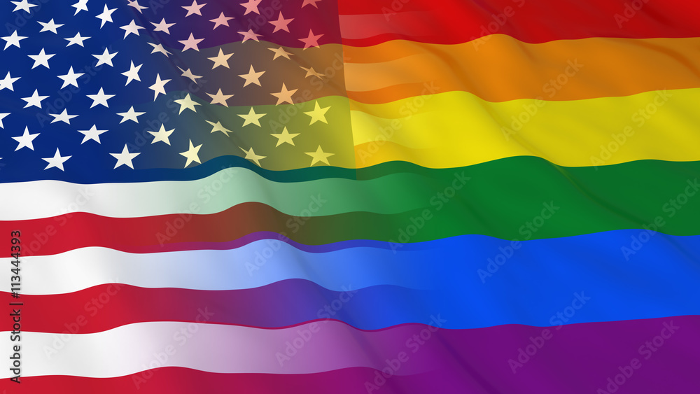Gay Pride in the USA Concept - Merged Rainbow Flag and American Flag 3D ...
