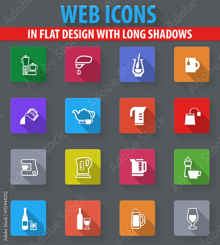 Utensils for the preparation of beverages icons set