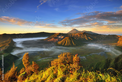 Bromo volcano at sunrise,Tengger Semeru National Park, East Java, Indonesia photo