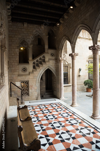 Gothic gallery and inner courtyard in palace